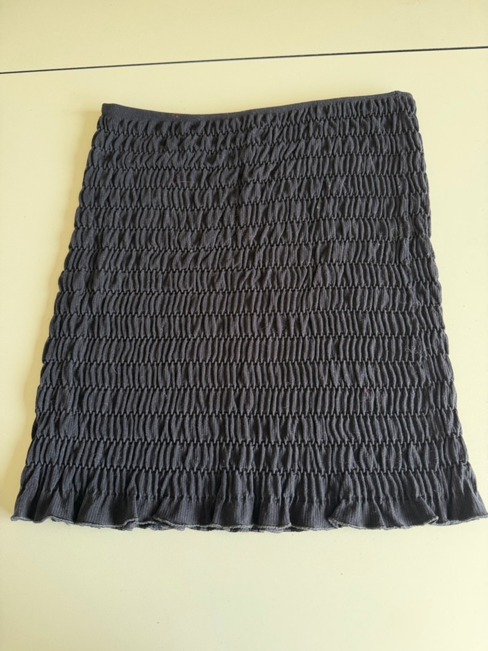 NWT Anthropologie Black Smocked Mini Skirt L/XL